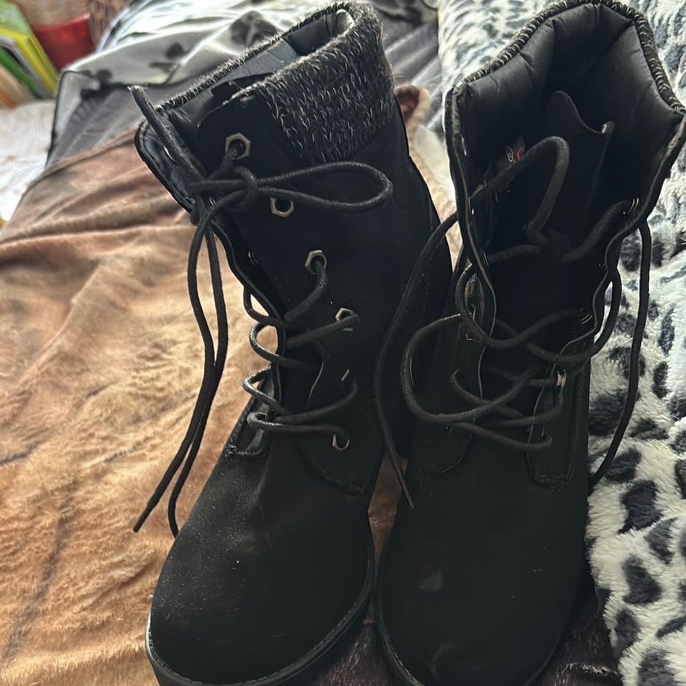 Women's Black Lace-Up Boots
